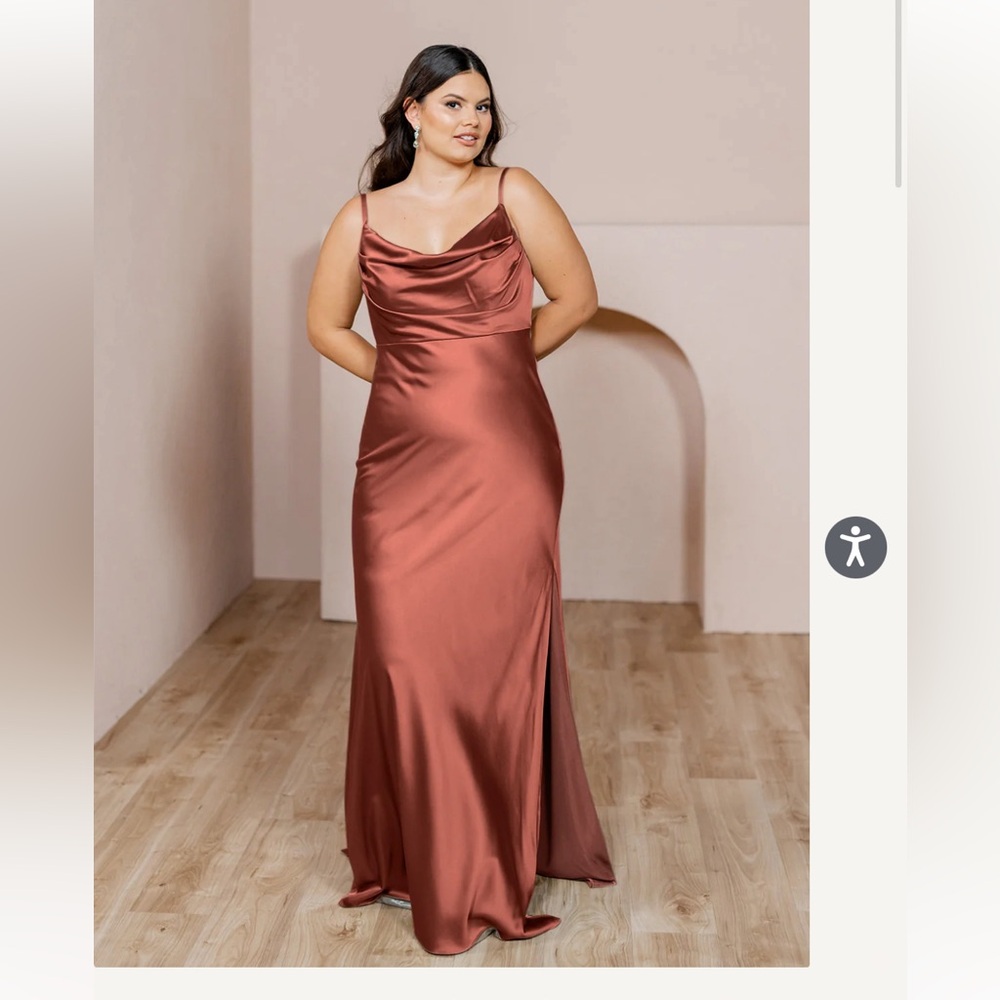 NWT Revelry Skye Satin Cinnamon Rose Bridesmaid Dress (Petite length)